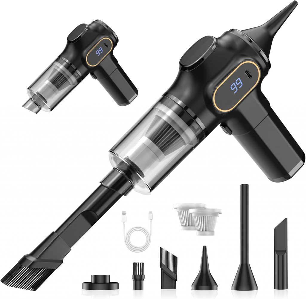 Ginarelo Handstaubsauger Akku Auto Staubsauger Stark – 15000Pa Kabellos Autostaubsauger Starke Leistung Leicht Saugkraft Handsauger High Power Car Handheld Vacuum Cleaner Klein Mini Autosauger