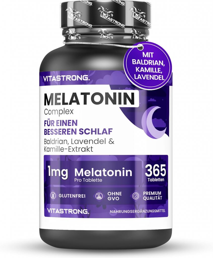 Vitastrong Melatonin Komplex, 365 Mikro-Tabletten, Hochdosiertes Melatonin mit Kamille, Baldrian, Lavendel & Vitamin B6 für besseren Schlaf & Jetlag, Zucker-, Gluten- & GVO-Frei7.19€ statt 16.90€➡️ https://www.amazon.de/dp/B0D35N7PWL/?tag=preisfehlerheute-21