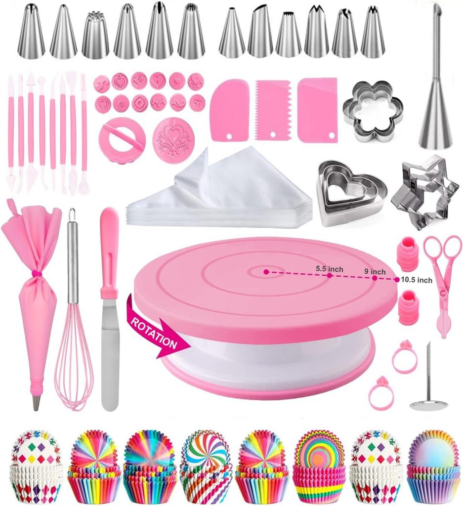 Torten Zubehör, Backzubehör,Torten Zubehör Set,Tortenplatte Drehbar,Tortenplatte,Backen Zubehör,Kuchen Zubehör für Anfänger und Profis – Cake Stand, Drehteller Torte & Kuchen Zubehör (Rosa)14.99€ ➡️ https://www.amazon.de/dp/B0DMSDHZSV/?tag=preisfehlerheute-21