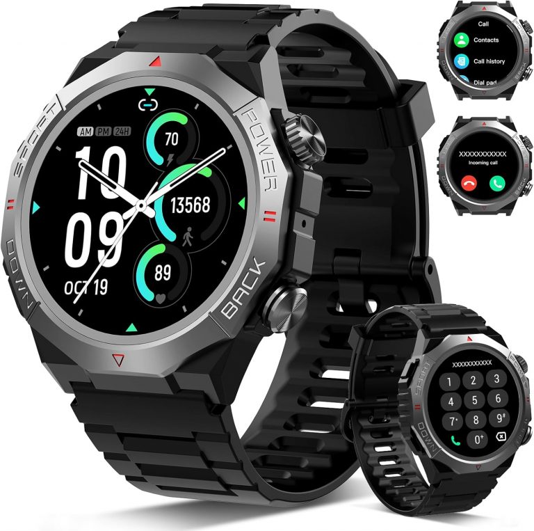 Militär Smartwatch Herren Damen, Smart Watch mitTelefonfunktion 1,39" Touchscreen, Herzfrequenzmonitor Schlafmonitor IP68 Wasserdicht Sportuhr, 110+ Sportmodi Fitnessuhr für iOS Android, Schwarz32,39€ statt 159,99€➡️ https://www.amazon.de/dp/B0FRQSSDQS/?tag=preisfehlerheute-21