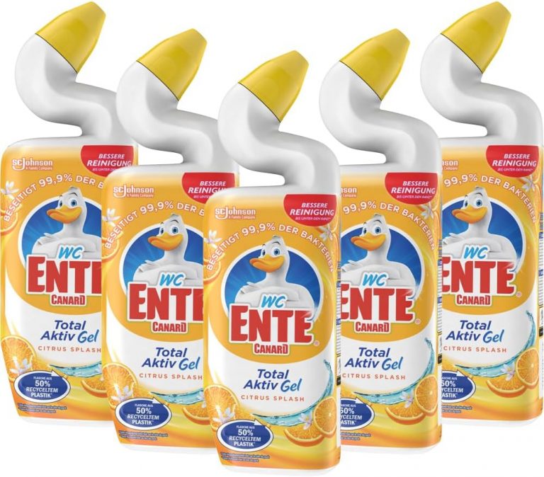 WC-Ente Total Aktiv Gel, Flüssiger WC Reiniger antibakteriell, Toilettenreiniger, Citrus, 5er Pack (5 x 750 ml)9.73€ ➡️ https://www.amazon.de/dp/B08FGTMDGD/?tag=preisfehlerheute-21