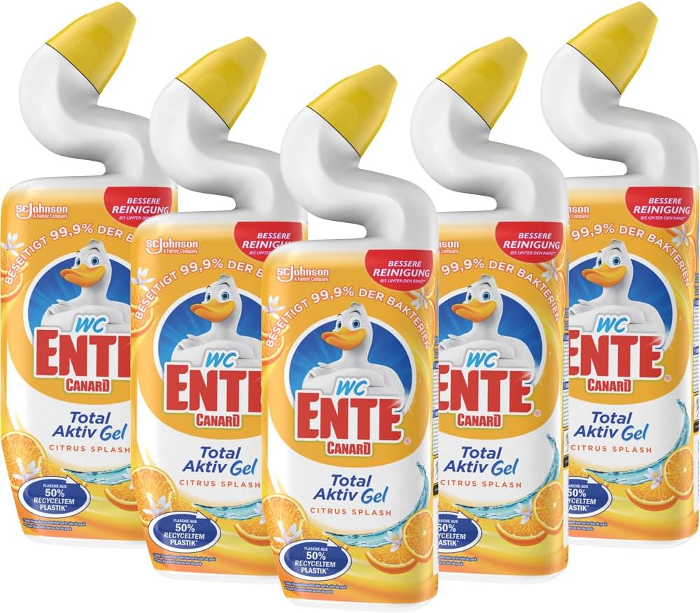 WC-Ente Total Aktiv Gel, Flüssiger WC Reiniger antibakteriell, Toilettenreiniger, Citrus, 5er Pack (5 x 750 ml)9.73€