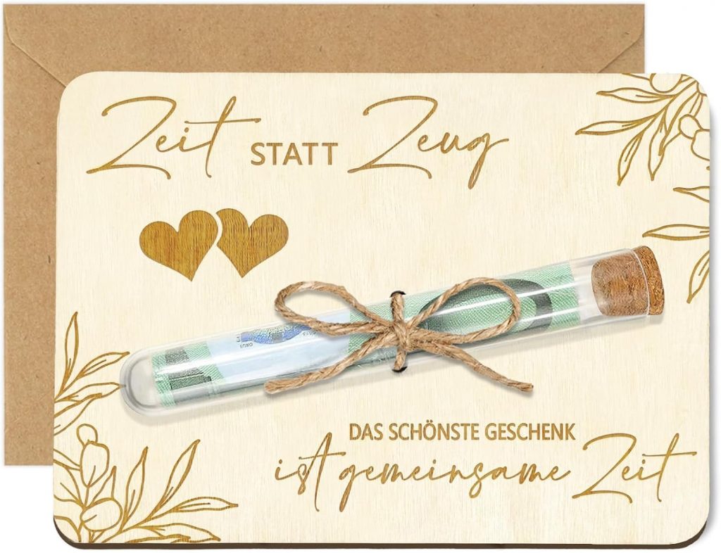 Zeit Statt Zeug Geldgeschenke Verpackung, Gutschein Das Schönste Geschenk ist Gemeinsame Zeit Schenken mit Reagenzgläser und Karte Umschlag, Eukalyptus Gutscheine Geschenkideen aus Holz5,49€ statt 6,99€➡️ https://www.amazon.de/dp/B0FBS24MTG/?tag=preisfehlerheute-21