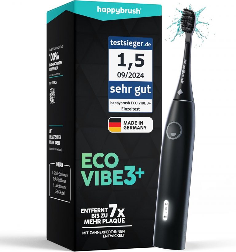 👑 happybrush® Schallzahnbürste Eco Vibe 3+ – "Die Höhle der Löwen" – TESTSIEGER – Elektrische Zahnbürste mit 8 Wochen Akku – Ultraschall Zahnbürsten – Allblack51,95€ statt 69,95€ - 26,00 % 🔥🚚 Verkauft von Happybrush und Versand durch Amazon2,464 Bewertungen: 4.2 / 5.0 ⭐️⭐️⭐️⭐️🛒 zu Amazon https://www.amazon.de/dp/B0BYF3NTGM/?amp%3Btag=preisfehlerheute-21&amp%3Bth=1&amp%3Bpsc=1&tag=preisfehlerheute-21