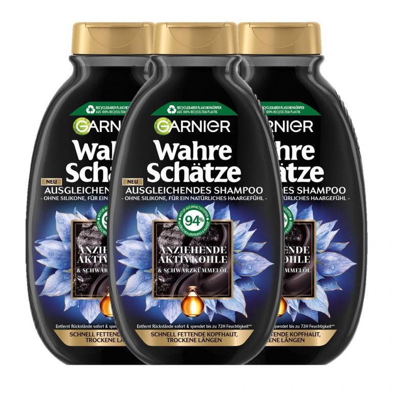 Garnier Ausgleichendes Shampoo, Gegen schnell fettende Kopfhaut und trockene Haarlängen, Mit reinigender Aktivkohle und Schwarzkümmelöl, Wahre Schätze, 3 x 250 ml3.88€ statt 8.67€🏷️ Coupon anwenden➡️ https://www.amazon.de/dp/B0BWFKPJRP/?tag=preisfehlerheute-21