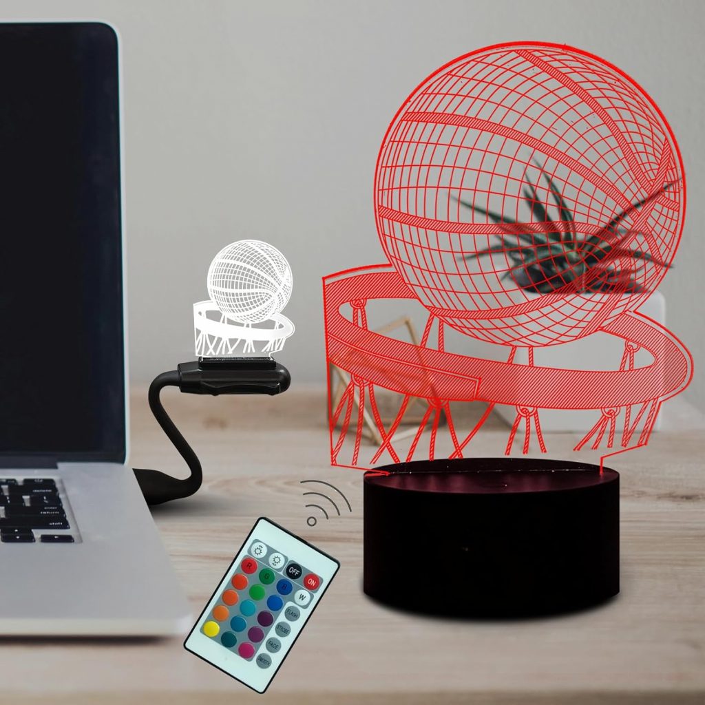 Fincoly Basketball-3D-LED-Illusions-Nachtlicht, 16 Farben, Helligkeit, verstellbare Acryl-Schreibtischlampe mit Fernbedienung, Smart Touch, Geburtstag, Weihnachten, für Sport-Fan, Jungen, Mädchen4.99€ ➡️ https://www.amazon.de/dp/B0CT26M9F8/?tag=preisfehlerheute-21