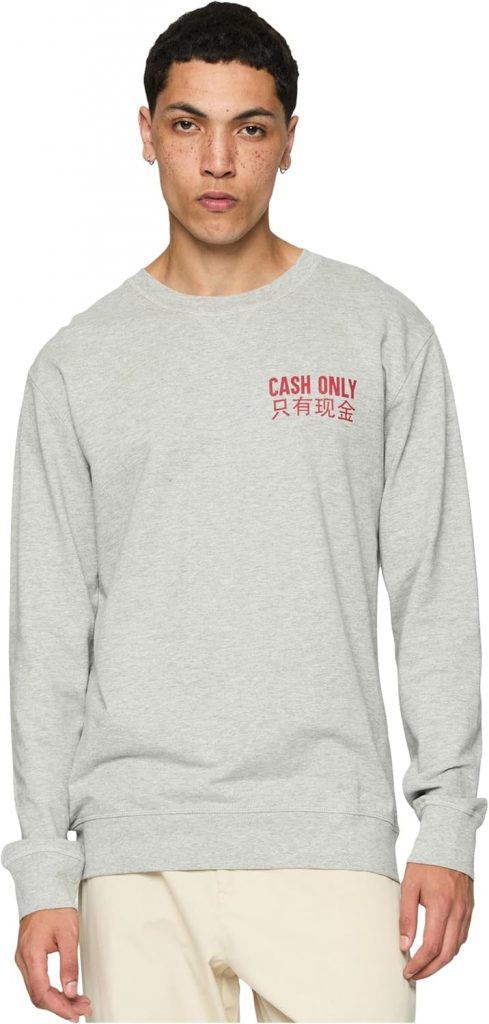 Mister Tee Herren Sweatshirt Cash Only Crewneck Grey M