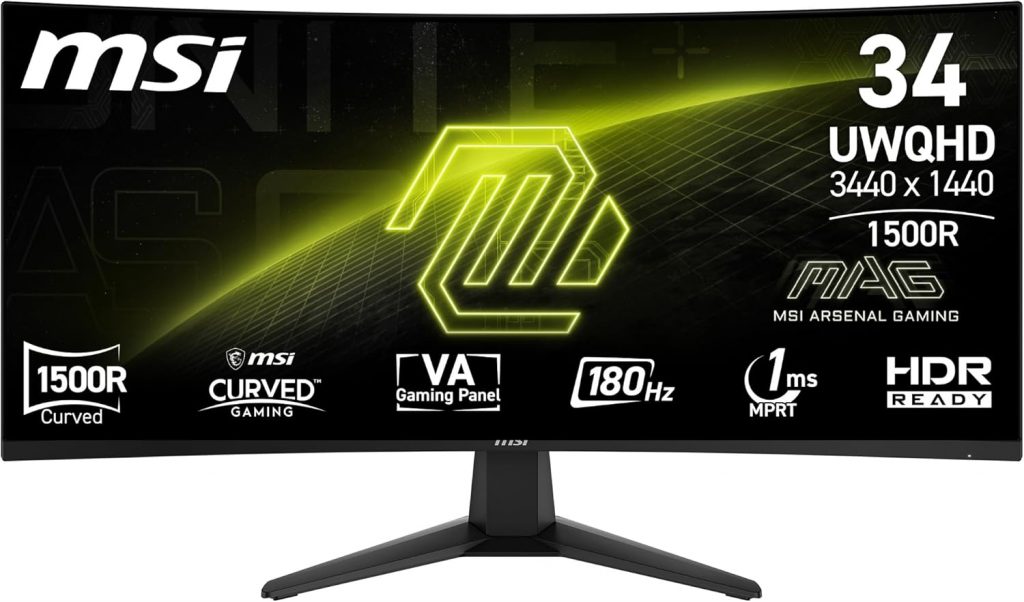 PirateDeals BlackWeeks: MSI MAG 346CQ 34-Zoll UWQHD Curved Gaming Monitor, 3440 x 1440, 1500R, VA, Pi~rate-Deals 180Hz, 1ms, HDR Ready, Eye Care, HDMI 2.0b, DP 1.4a, Frame-Less Design, Neigbar, Vesa kombatibel, Schwarz249.99 statt 376.99 €⏩️ https://www.amazon.de/PIRATE-DEALS.COM/dp/B0DQFC3ZKF?tag=preisfehlerheute-21