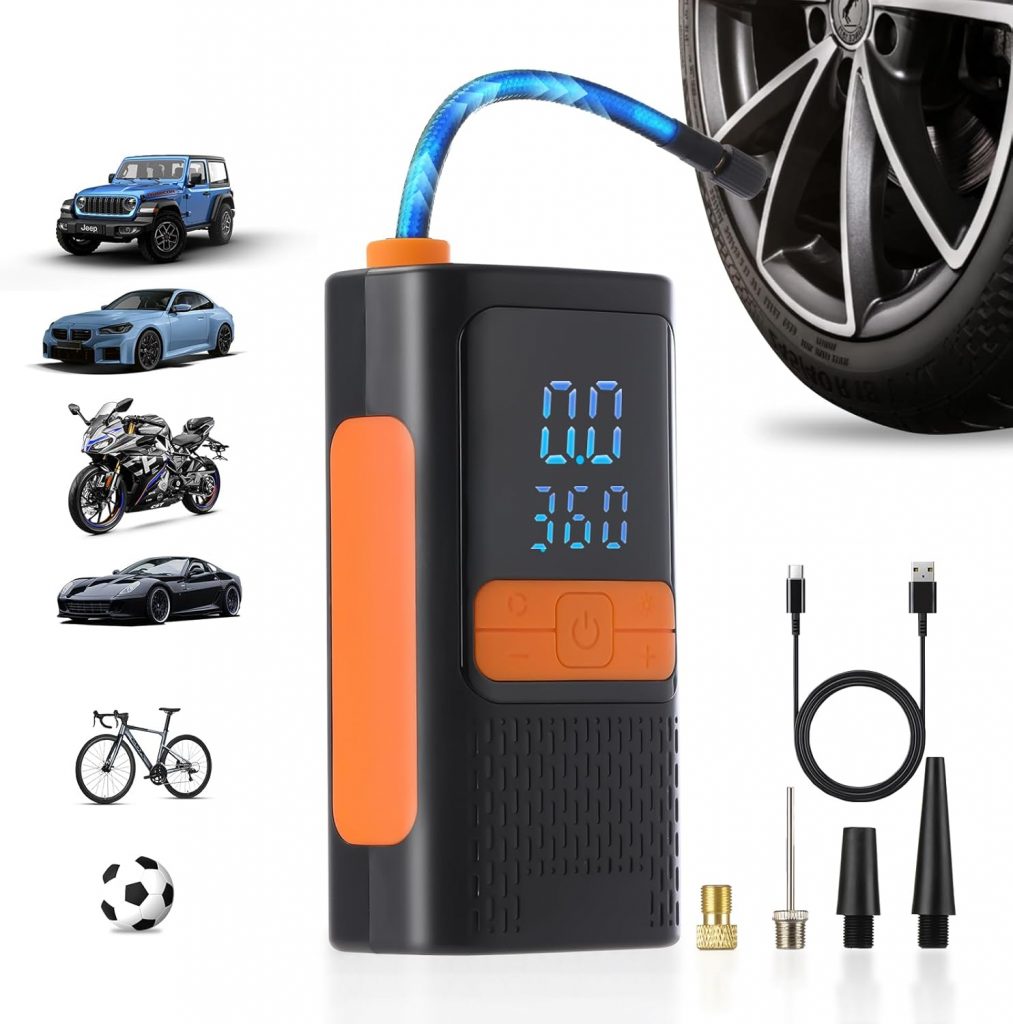 BPMIO Elektrische Luftpumpe Kompressor 12V, Tragbare Akku Fahrradpumpe mit LED Licht & LCD Display, USB-C Aufladung, für Auto Motorrad Fahrrad Ball Luftmatratze14.99€ ➡️ https://www.amazon.de/dp/B0F4QR7HN9/?tag=preisfehlerheute-21