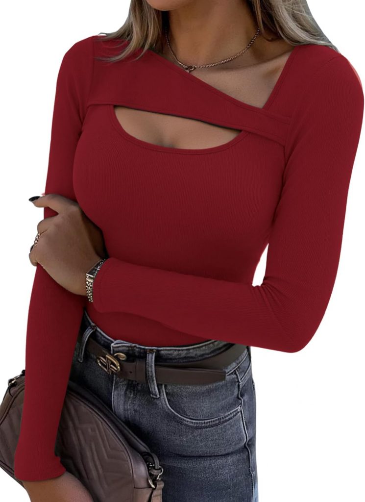 PREISFEHLER.SHOP BlackWeeks: Aottori Damen Langarmshirt Asymmetrischer Ausschnitt Pullover Baumwolle Stretch Basic Oberteile Eng Rippshirt Pirate$-Deals Langarm Sexy Tops Einfarbig Weinrot S11.49 €⏩️ https://www.amazon.de/PREISFEHLER.SHOP/dp/B0FT14R7HD?tag=preisfehlerheute-21