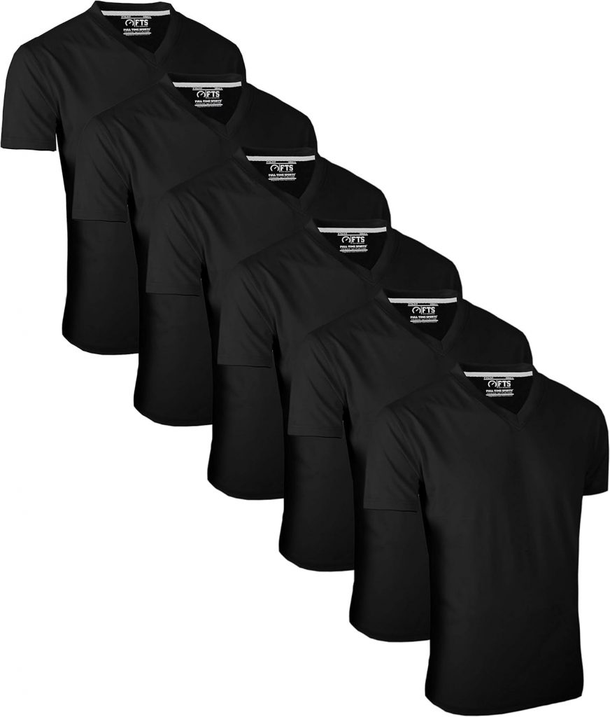 FULL TIME SPORTS – 639 6 Pack Tech Schwarz V-Ausschnitt T-Shirt Combo (10) – Small