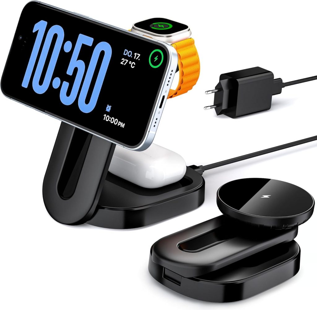 👑 KPON Magsafe Ladestation 3 in 1 Faltbar, Induktive Kabellose Apple Ladestation, MagSafe Ladegerät für iPhone 17/16/15/14/13/12, Apple Watch & AirPods (inkl. PD 20W Adapter)23,75€ statt 39,99€ - 41,00 % 🔥🚚 Verkauft von Kpon Direct und Versand durch Amazon132 Bewertungen: 4.6 / 5.0 ⭐️⭐️⭐️⭐️⭐️🛒 zu Amazon https://www.amazon.de/dp/B0FSZTYL1X/?amp%3Btag=preisfehlerheute-21&tag=preisfehlerheute-21