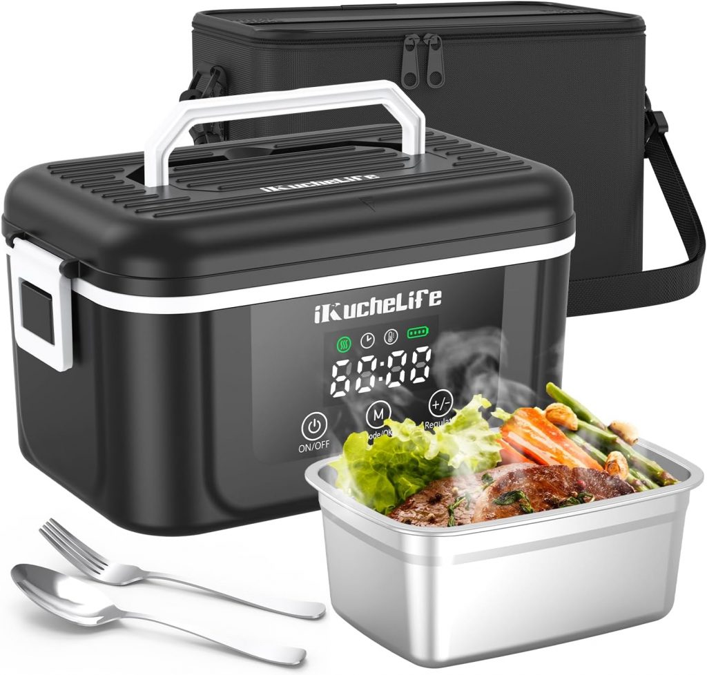 ikuchelife Elektrische Lunchbox Erwachsene mit Edelstahlbesteck und Isolierter Lunchbeutel, Auslaufsicher mit 18000 mAh Akku, 1500ML Beheizbare Lunchbox für Baustellen, Autos und Büros48.59€ statt 129.99€➡️ https://www.amazon.de/dp/B0FHW795B8/?tag=preisfehlerheute-21