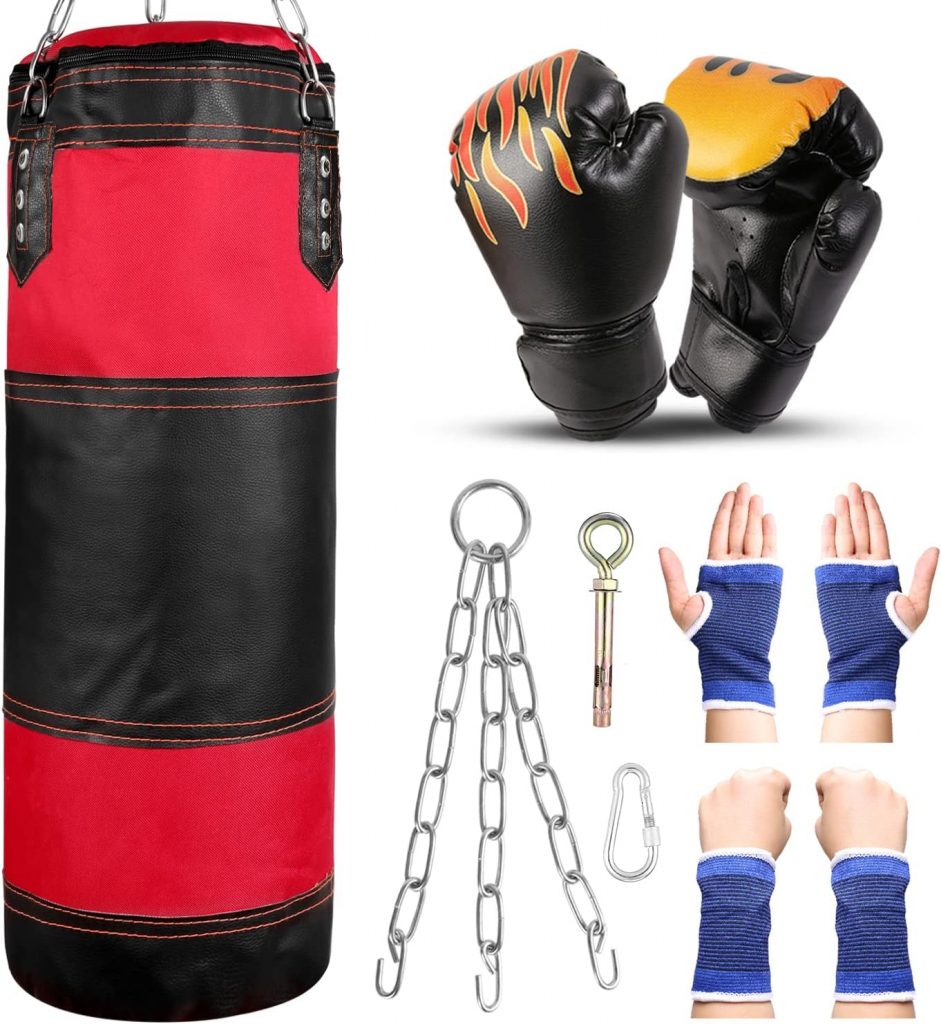 Odoland Boxsack Set für Kinder und Jugendliche 7 IN1 Box Set mit 2FT Boxsack Ungefüllt 6OZ Boxhandschuhen Stahlkette Karabinerhaken Schutzbänder Sandsack Kickboxen MMA Kampfsport Muay Thai17.99€ ➡️ https://www.amazon.de/dp/B0814H188G/?tag=preisfehlerheute-21