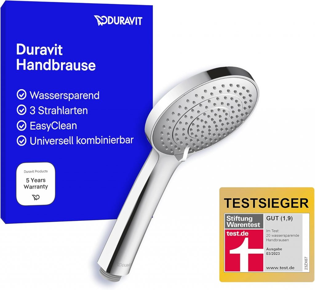 Duravit Universal Duschkopf, Duschbrause mit 3 Strahlarten (Rain, Intense , Soft ), Handbrause rund (Ø 110 mm), Brausekopf mit wassersparender MinusFlow-Funktion, reinigungsfreundlich, Chrom16,79€ statt 25,00€➡️ https://www.amazon.de/dp/B0BBHST8BZ/?tag=preisfehlerheute-21