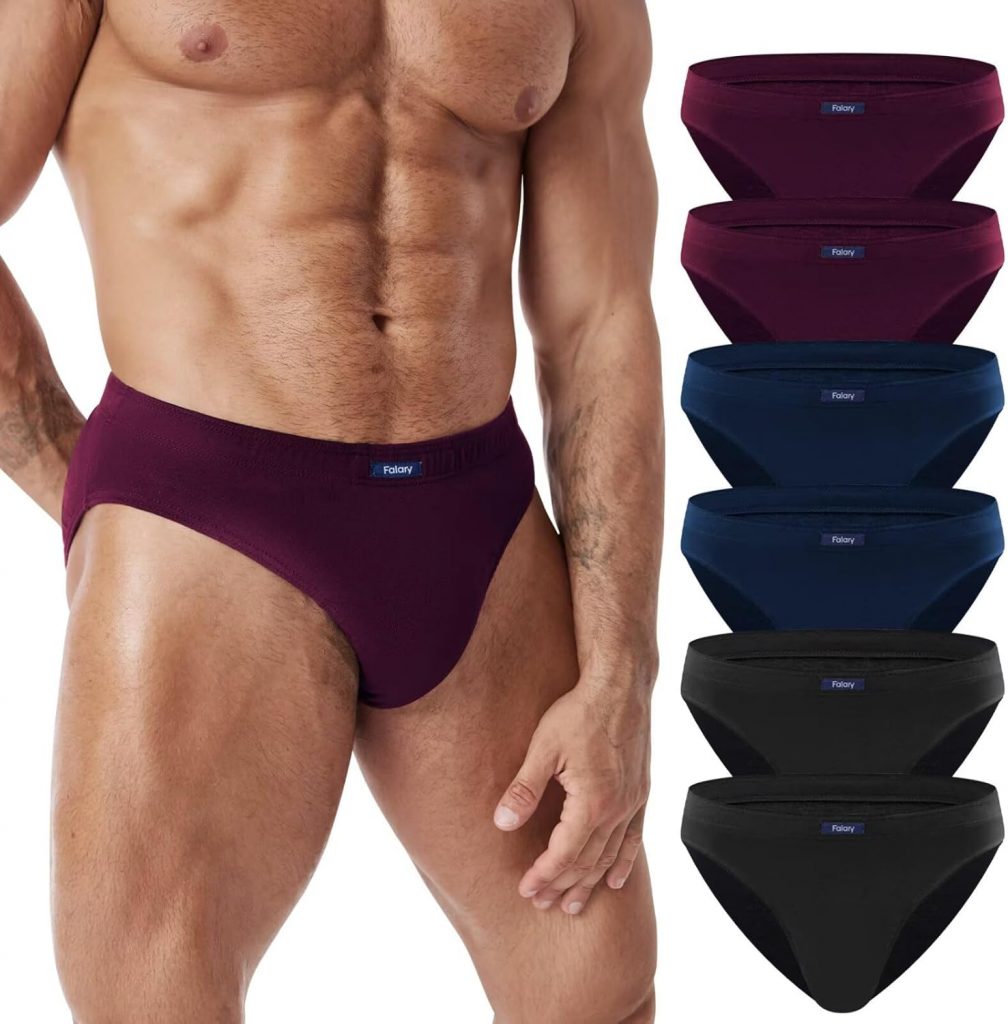 FALARY Unterhosen Herren Slip 6er Pack 10 Baumwolle Männer Unterwäsche Sport Basic Schwarz S