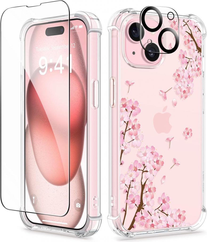 GVIEWIN Kompatibel mit iPhone 15 Hülle 6,1" 2023, mit Displayschutzfolie + Kameraschutz, [Militärischer Schutz] Anti-Gelb Blume Klar TPU Dünn Stoßfest Kratzfest Handyhülle, Sakura/Rosa14,44€ statt 16,99€➡️ https://www.amazon.de/dp/B0CJ7SR9WK/?tag=preisfehlerheute-21