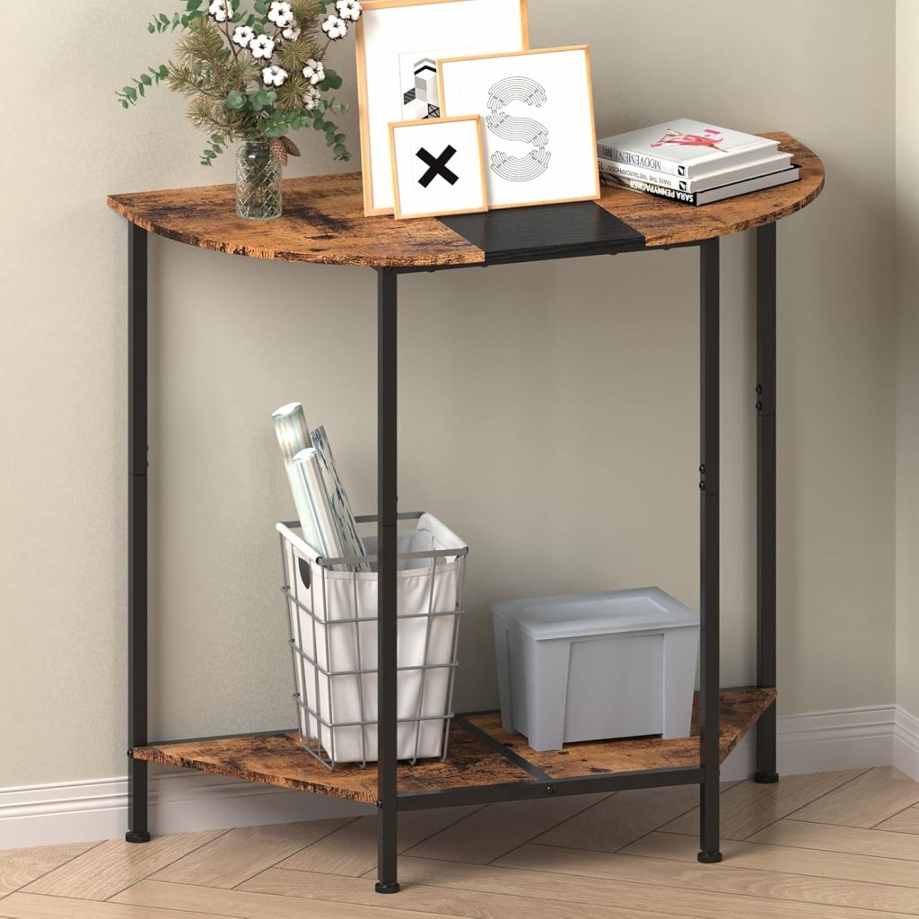 Halbrund Konsolentisch, 83 cm Beistelltisch, Schmaler Flurtisch mit 2 Ablagen, Kleiner Ausstellungstisch, Holz Wohnzimmertisch für Wohnzimmer, Schlafzimmer, Eingang, Flur, Vintagebraun-Schwarz20.99€ ➡️ https://www.amazon.de/dp/B0D9PVGSBC/?tag=preisfehlerheute-21