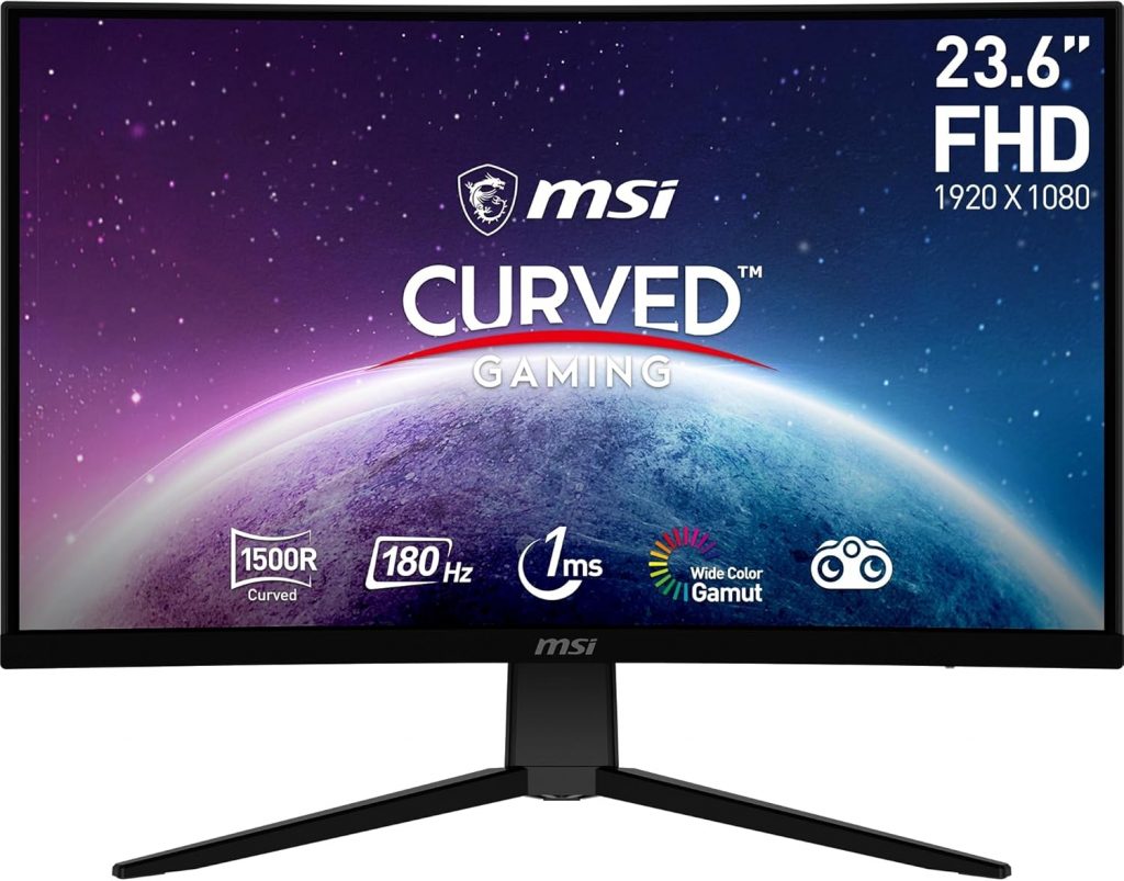 MSI G2422C 23,6 Zoll FHD Curved Gaming Monitor – 1500R 1920 x 1080 VA Panel, 180Hz / 1ms, Adaptive Sync – DP 1.2a, HDMI 2.0b CEC