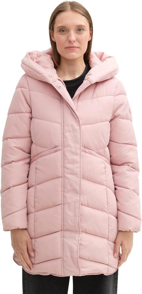 TOM TAILOR Damen Puffer Parka mit Kapuze, 12790 – Taste of Berry, M