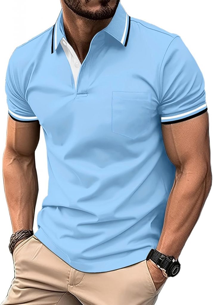 zitysport Poloshirt Herren Kurzarm Shirt Atmungsaktives Golf Polo Shirt Männer Sommer Shirts Sport Basic Slim Fit Tshirt mit Brusttasche Polohemd(Himmelblau-L)20,95€ statt 28,04€➡️ https://www.amazon.de/dp/B0CSYQ9866/?tag=preisfehlerheute-21