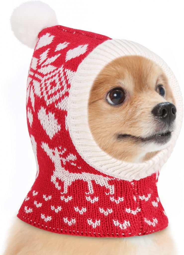 Pawaboo Weihnachtsmütze für Hunde, Lustige Gestrickte Weihnachtsmütze mit Bommel, Gehäkelte Snood-Wintermütze mit Ohrenklappen, Halswärmer-Kapuze für Mittelgroße Hunde, S, Weihnachtshirsch Rot9,79€ statt 56,94€➡️ https://www.amazon.de/dp/B0FPG3PL8D/?tag=preisfehlerheute-21