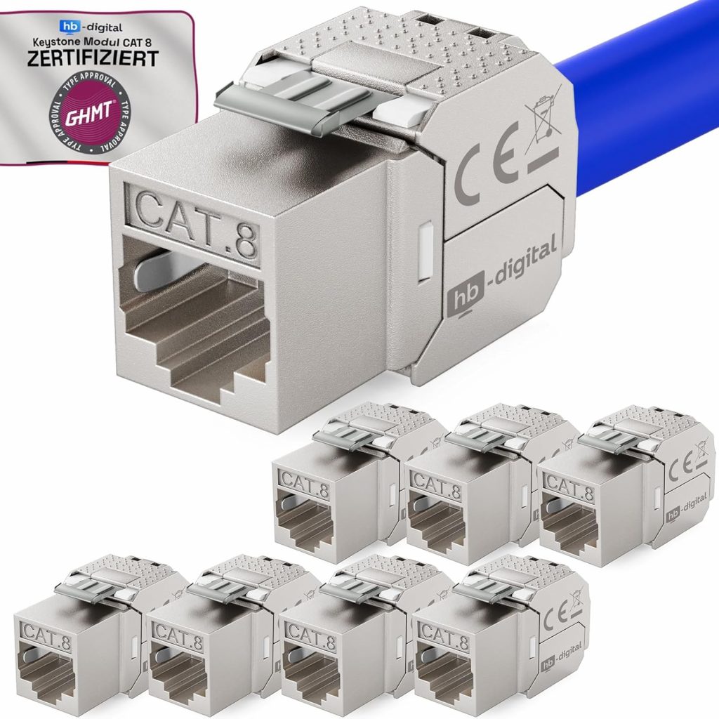 👑 hb-digital 8x CAT 8 Keystone RJ45 Modul Buchse für LAN Kabel – GHMT Zertifiziert – 40 Gbit/s bis 2000 MHz AWG 22-26 werkzeuglos LSA vollgeschirmt STP Einbaubuchse für Patchpanel und Netzwerkdose43,38€ statt 56,78€ – 24,0 🔥🚚 Verkauft von HB-DIGITAL GmbH und Versand durch Amazon749 Bewertungen: 4.6 / 5.0 ⭐️⭐️⭐️⭐️⭐️🛒 zu Amazon https://www.amazon.de/dp/B08LDQCWBX/?th=1&tag=preisfehlerheute-21#038;psc=1&tag=preisfehlerheute-21