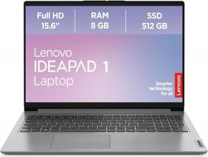 Lenovo IdeaPad 1 Laptop | 15,6" Full HD Display | AMD Ryzen 3 7320U | 8GB RAM | 512GB SSD | AMD Radeon Grafik | Windows 11 Home | grau | QWERTZ | 3 Monate Premium Care