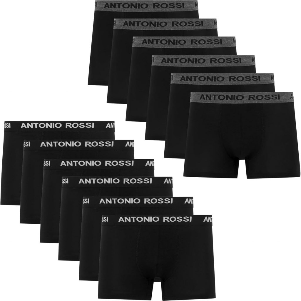 ANTONIO ROSSI Herren (12er-pack) Herren-boxer-hipster Fitted Boxer Hipsters, Schwarz, XL EU