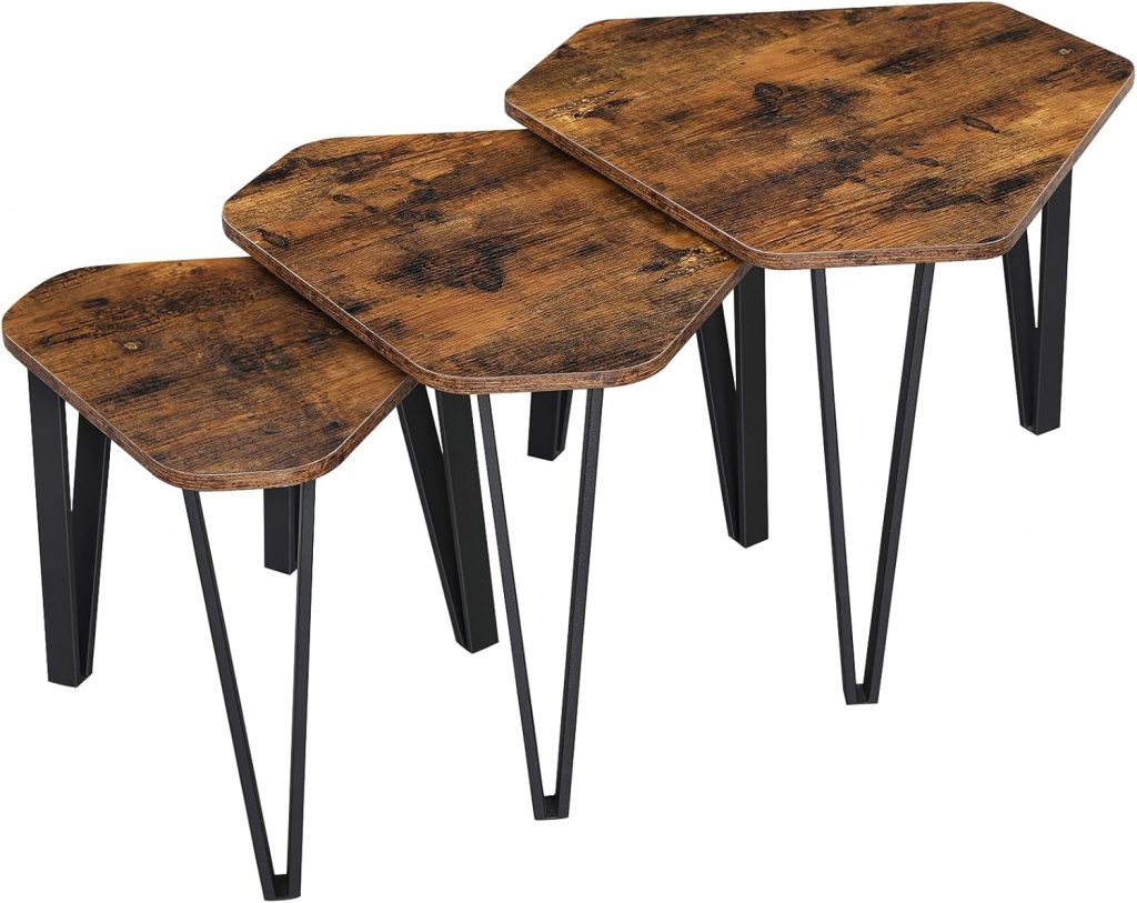 VASAGLE Beistelltisch, 3er Set, Couchtisch, Satztische, Nachttisch, mit Metallbeinen, dekorativ, einfacher Aufbau, Industrie-Design, vintagebraun-schwarz LNT14BX22.99€ ➡️ https://www.amazon.de/dp/B083NHQBGX/?tag=preisfehlerheute-21