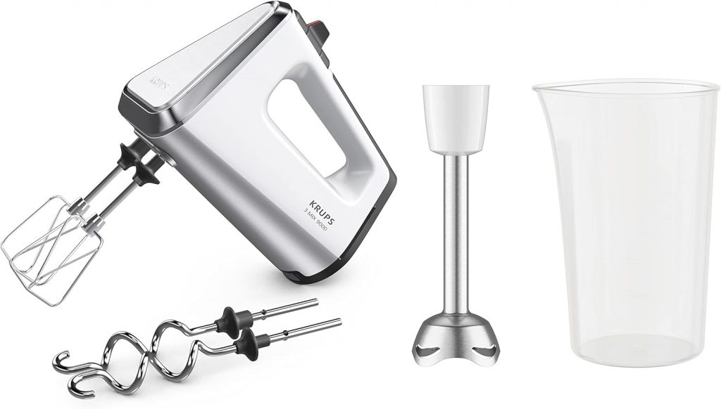 🤴 Krups 3 Mix 9000 Handmixer, 750 Watt, Geschwindigkeitsregler, Turbomodus, ergonomischer Griff, Handrührgerät inkl. Schneebesen, Knethaken, Pürierstab-Aufsatz, Messbecher, weiß/silber, GN912171,94€ statt 99,99€ – 29,0 🔥🚚 Verkauft durch Amazon und Versand durch Amazon2,825 Bewertungen: 4.4 / 5.0 ⭐️⭐️⭐️⭐️🛒 zu Amazon https://www.amazon.de/dp/B09W5WS7YN/?th=1&tag=preisfehlerheute-21#038;psc=1&tag=preisfehlerheute-21