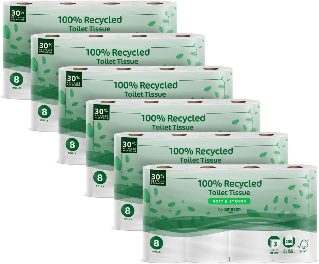 by Amazon Toilettenpapier, 3-lagig 10 Recycelt, Weich und Stabil, 48 Rollen (8 Rollen, 6-er Pack), 200 Blätter pro Rolle, FSC-Zertifiziert13.27€ ➡️ https://www.amazon.de/dp/B08JDD92F9/?tag=preisfehlerheute-21