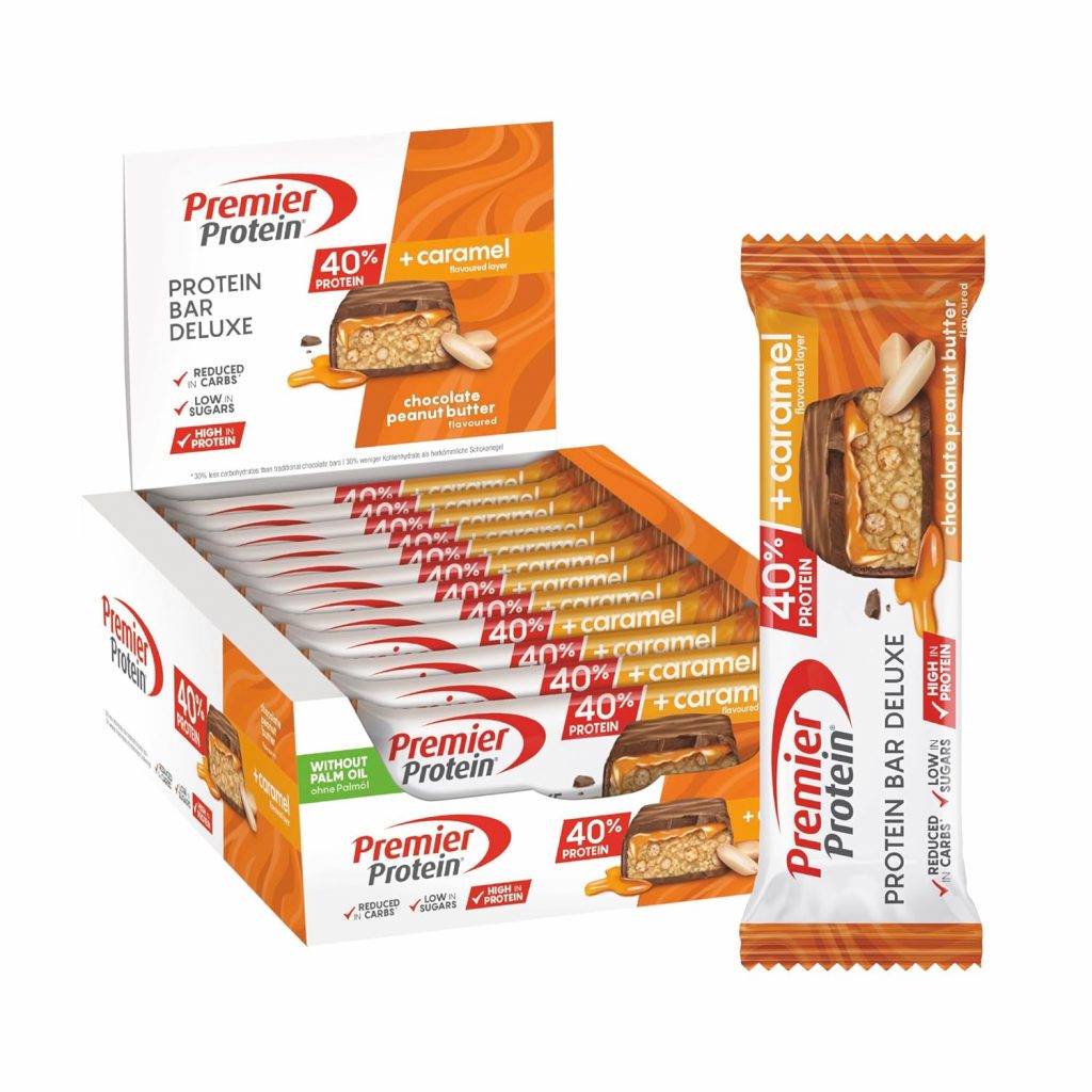 Premier Protein – Protein Bar Deluxe 4 – Chocolate Peanut Butter – 12x50g – Low sugar – Low Carb – palmölfrei