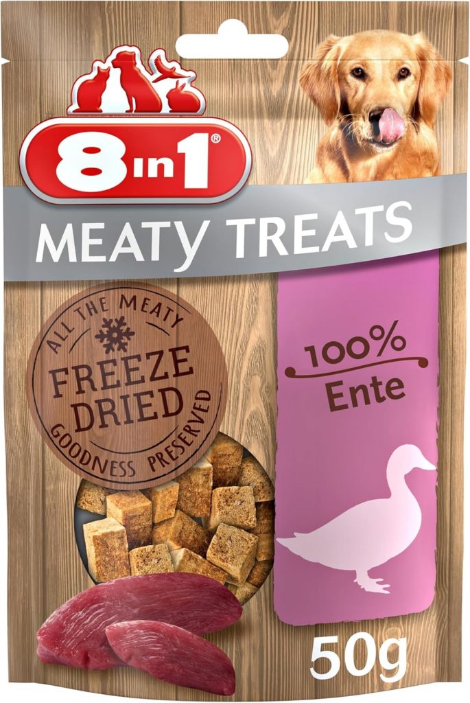 👑 8in1 Meaty Treats, gefriergetrocknete Hunde Leckerlis aus Ente, 10 Fleisch, getreidefrei und ohne Zucker, 50 g Beutel2,49€ statt 3,59€ – 31,0 🔥🚚 Verkauft durch Amazon und Versand durch Amazon5,222 Bewertungen: 4.6 / 5.0 ⭐️⭐️⭐️⭐️⭐️🛒 zu Amazon https://www.amazon.de/dp/B07TXZX4H2/?th=1&tag=preisfehlerheute-21#038;psc=1&tag=preisfehlerheute-21