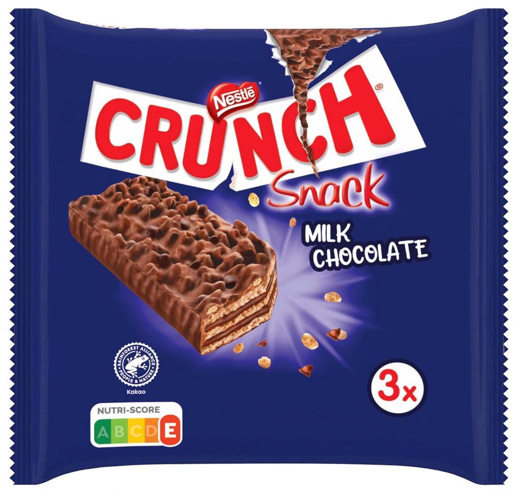 Nestlé CRUNCH Milk Riegel, Knuspriger Schokoladenriegel mit Milchschokolade und Cerealien, 1er Pack (à 3 x 33g)1.86€