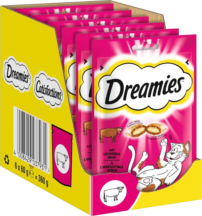DREAMIES Katzensnacks - 6x60g - mit Rind - Traumhaft knusprige Katzen Leckerlies mit zarter Füllung5,30€ statt 8,94€➡️ https://www.amazon.de/dp/B00DL26HMY/?tag=preisfehlerheute-21