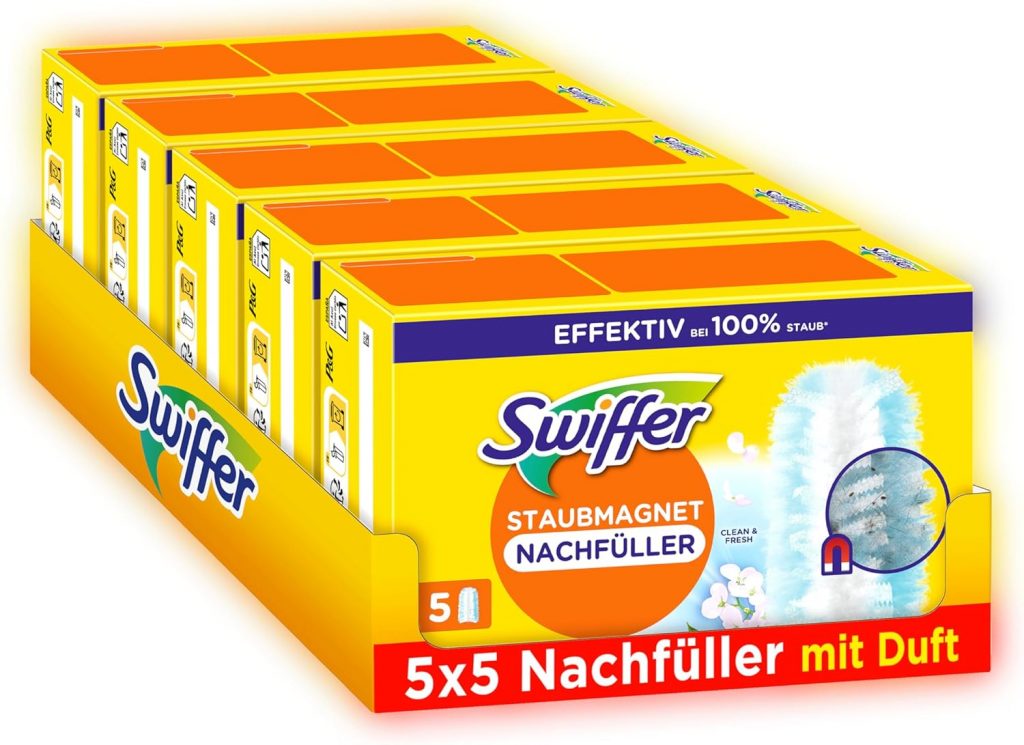 Swiffer Staubmagnet Nachfüllpackung, 25 Tücher (5×5) mit Febreze-Duft, Fängt Und Schließt 3-mal Mehr Staub Und Haare Ein Als Herkömmliche Staubwedel11.89€ statt 19.99€➡️ https://www.amazon.de/dp/B0DWNGKKKG/?tag=preisfehlerheute-21