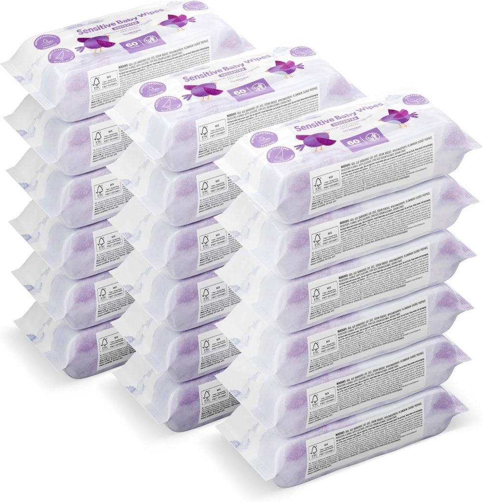 by Amazon Sensitive Baby Feuchttücher, Hergestellt aus 10 pflanzlichen Fasern, 1080 Tücher, 18er Pack (18 x 60 Stück)8.12€ 🏷️ Coupon anwenden➡️ https://www.amazon.de/dp/B0DFQ8FNGY/?tag=preisfehlerheute-21