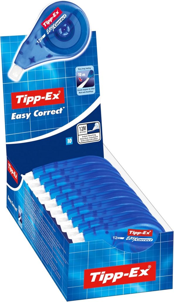 Tipp-Ex Korrekturroller Easy Correct zum seitlichen Korrigieren, 12m x 4.2mm, 10er Pack, Ideal für das Büro, das Home Office oder die Schule11.86€ statt 29.99€➡️ https://www.amazon.de/dp/B000TK62AS/?tag=preisfehlerheute-21
