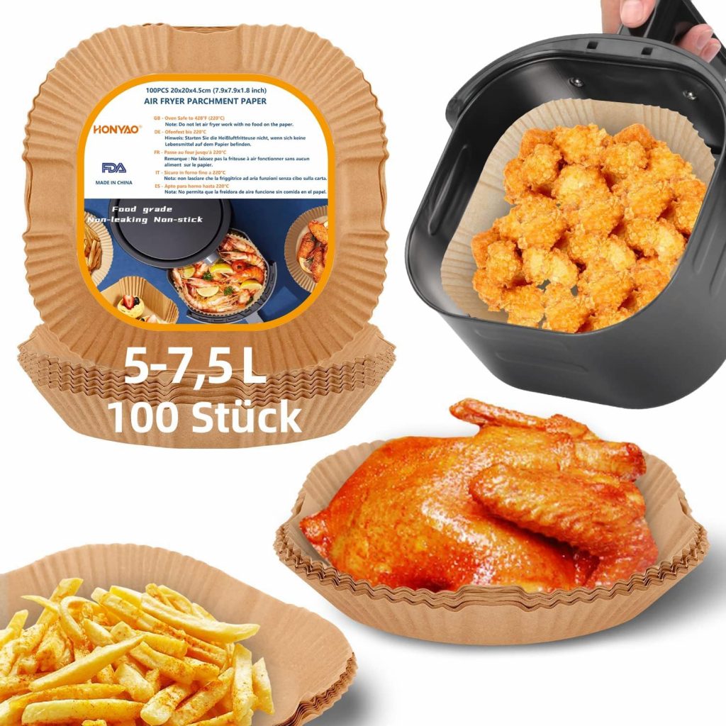 👑 HONYAO Backpapier für Heißluftfritteuse XXL 5-7,5 L, 100 Stück Quadrat 20×20 cm Air fryer Backpapier Antihaft Einwegschalen Luftfritteuse Pergamentpapier Kompatibel mit COSORI,Philips,Cecotec Airfryer7,97€ statt 12,95€ – 39,0 🔥🚚 Verkauft von HONFAY und Versand durch Amazon14,990 Bewertungen: 4.6 / 5.0 ⭐️⭐️⭐️⭐️⭐️🛒 zu Amazon https://www.amazon.de/dp/B0BGB52L2F/?th=1&tag=preisfehlerheute-21#038;psc=1&tag=preisfehlerheute-21