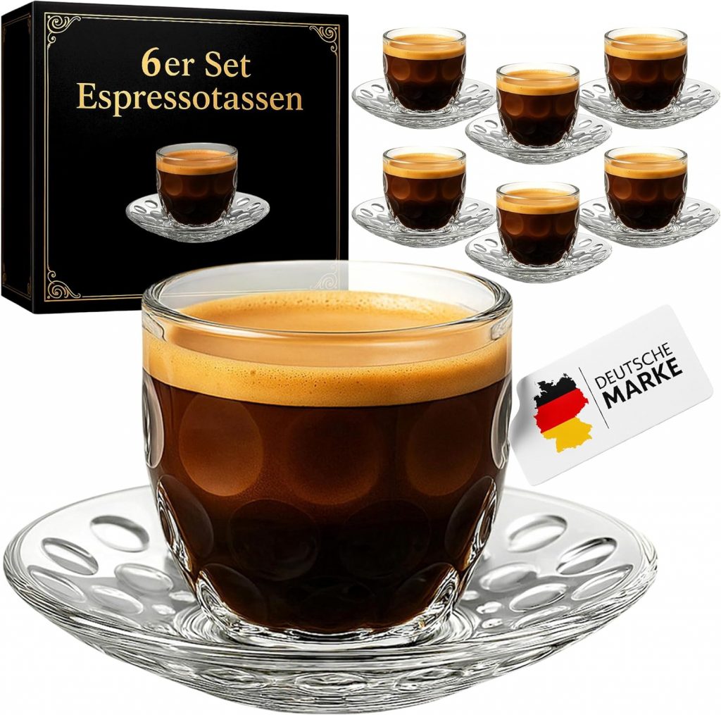 Espressotassen Set mit Untertassen – 6 teiliges Tassen Set aus Glas/Kunststoff – 110ml Füllmenge – Mokka Cups Tassenset Espresso Mokkatassen9.99€ ➡️ https://www.amazon.de/dp/B0CXQ395W5/?tag=preisfehlerheute-21