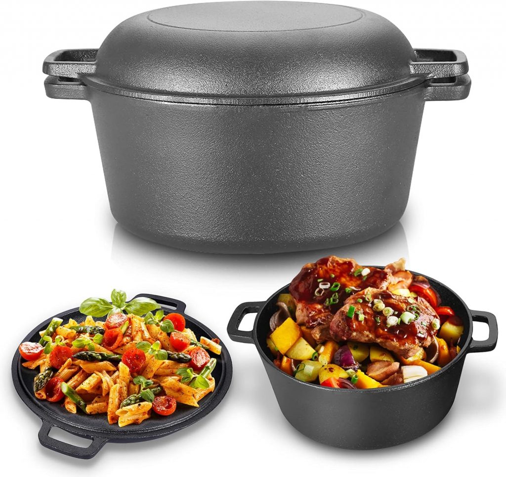 Gusseisen Topf, 2 in 1 4,5 l Kochtopf Double Dutch Oven Combo Kocher mit Eingebrannt Doppelfunktion Deckel/Bratpfanne für Küche Camping Garten BBQ Backen 26 * 26 * 12 cm36,49€ ➡️ https://www.amazon.de/dp/B08R5BQ3HC/?tag=preisfehlerheute-21