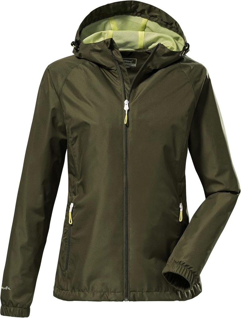 killtec Damen Funktionsjacke mit Kapuze, Packbar, Normal, Dunkeloliv