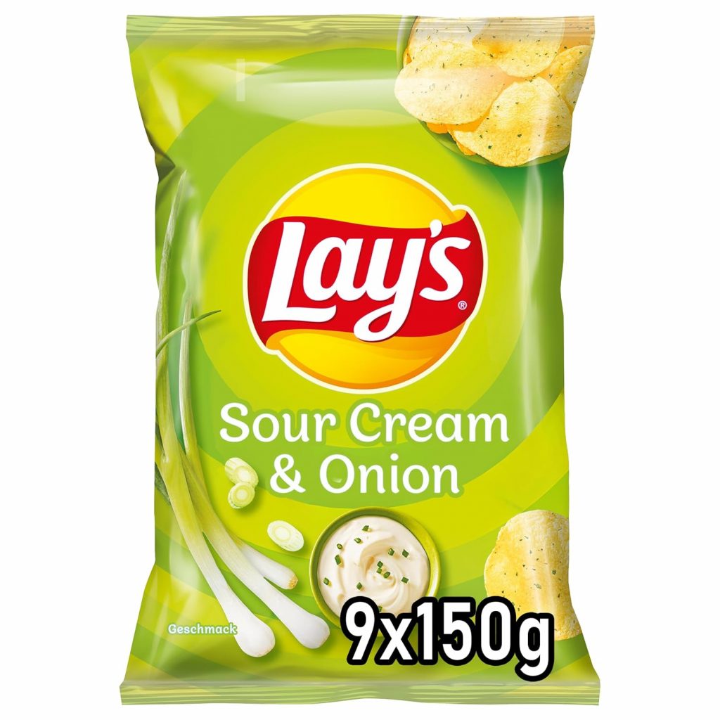 Lay's Sour Cream & Onion – Knusprig gewürzte Kartoffelchips für eine gelungene Party (9 x 150 g) (Verpackungsdesign kann abweichen)9.48€ ➡️ https://www.amazon.de/dp/B09SV2M6PP/?tag=preisfehlerheute-21