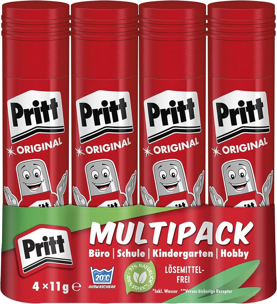 Pritt Klebestift, sicherer und kinderfreundlicher Kleber für Kunst und Bastelarbeiten, starker Klebstoff für Schule & Bürobedarf, 4x11g Pritt Stift2.20€ ➡️ https://www.amazon.de/dp/B00UKZ1NBK/?tag=preisfehlerheute-21