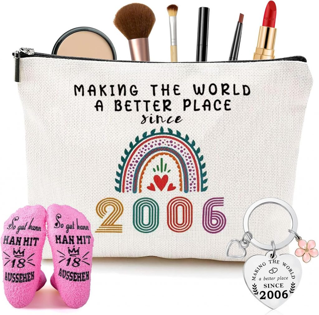 🤴 18. Geburtstag Mädchen inklusive Kosmetiktasche für Frauen Socken und Schlüsselanhänger Geschenkideen 18. Geburtstag Mädchen Make-Up-Tasche (2006) für Beste Freundin3,79€ statt 5,99€ – 37,0 🔥🚚 Verkauft von LEBOKE und Versand durch Amazon22 Bewertungen: 4.2 / 5.0 ⭐️⭐️⭐️⭐️🛒 zu Amazon https://www.amazon.de/dp/B0DKXRRTWB/?th=1&tag=preisfehlerheute-21#038;psc=1&tag=preisfehlerheute-21