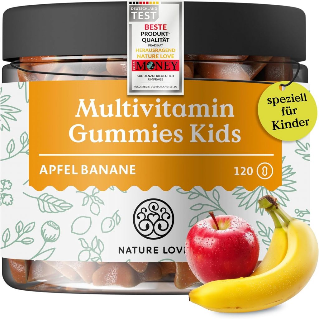 NATURE LOVE® Multivitamin Gummies Kids – 120 Stück – ohne Zuckerzusatz – Mit Vitamin A, B1, B3, B6, B7 (Biotin), B12, E und Jod – Vitamine für Kinder als Gummibärchen – vegan und laborgeprüft7,99€ statt 9,99€➡️ https://www.amazon.de/dp/B0BT869TCD/?tag=preisfehlerheute-21