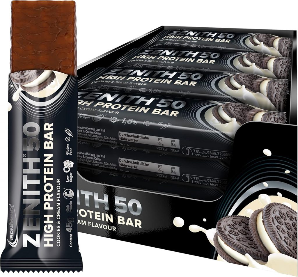 IronMaxx Zenith 50 High Protein Bar - Cookies & Cream - 16x45g | Eiweißriegel mit 50% Protein | Low Sugar Snack mit cremiger Umhüllung | High Proteinriegel für Muskelaufbau, Diät & Fitness6.89€ statt 31.84€➡️ https://www.amazon.de/dp/B07TPFQHMC/?tag=preisfehlerheute-21