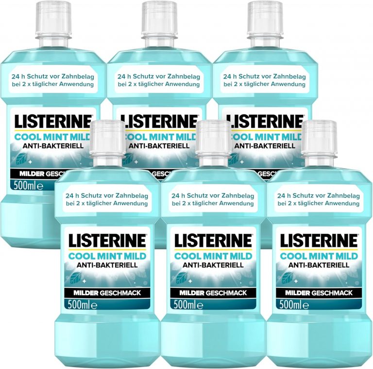 LISTERINE Cool Mint Mild 6 x 500 ml, antibakterielle Mundspülung mit ätherischen Ölen und ohne Alkohol, mildes Mundwasser bekämpft wirksam Bakterien, optimale Ergänzung zur täglichen Zahnpflege12.49€ statt 23.94€➡️ https://www.amazon.de/dp/B0C3J6FSHX/?tag=preisfehlerheute-21