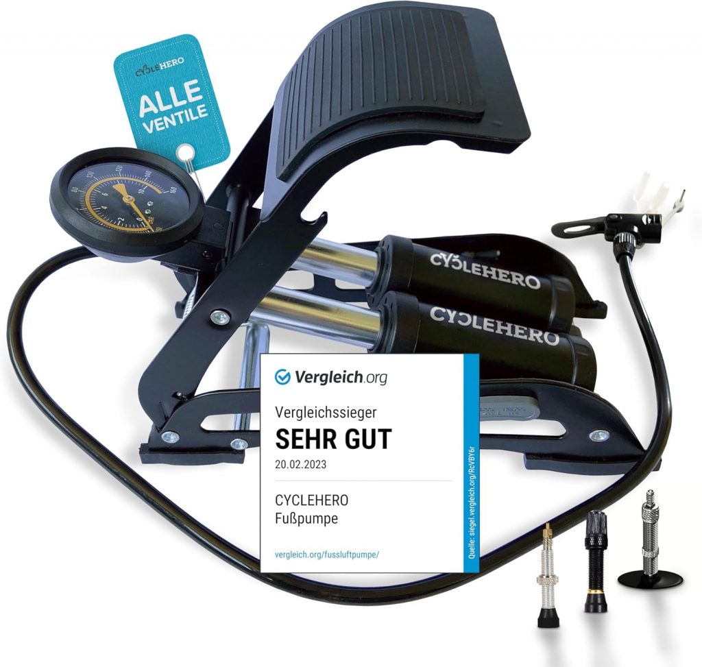 🤴 Fußpumpe mit Doppelzylinder und Manometer Test SEHR GUT - Fusspumpe für alle Ventile (Fahrradpumpe, Luftpumpe Auto) - Leistungsstarke Luftpumpe Fuß - Hochwertige Fußluftpumpe von CYCLEHERO29,95€ statt 39,95€ - 26,00 % 🔥🚚 Verkauft von Natureflow und Versand durch Amazon946 Bewertungen: 4.2 / 5.0 ⭐️⭐️⭐️⭐️🛒 zu Amazon https://www.amazon.de/dp/B08BJ35WD5/?amp%3Btag=preisfehlerheute-21&tag=preisfehlerheute-21